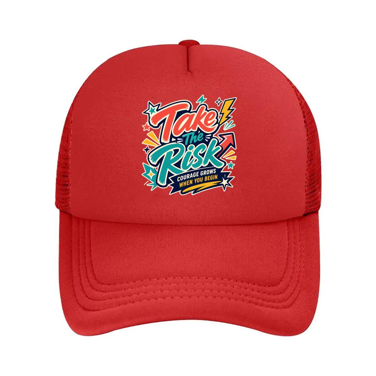 Bold Risk Taking Motivational Letter  Mesh Baseball Cap Hip Hop Adjustable