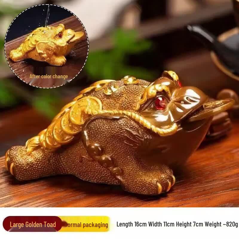 Color-Changing Resin Golden Toad Tea Pet