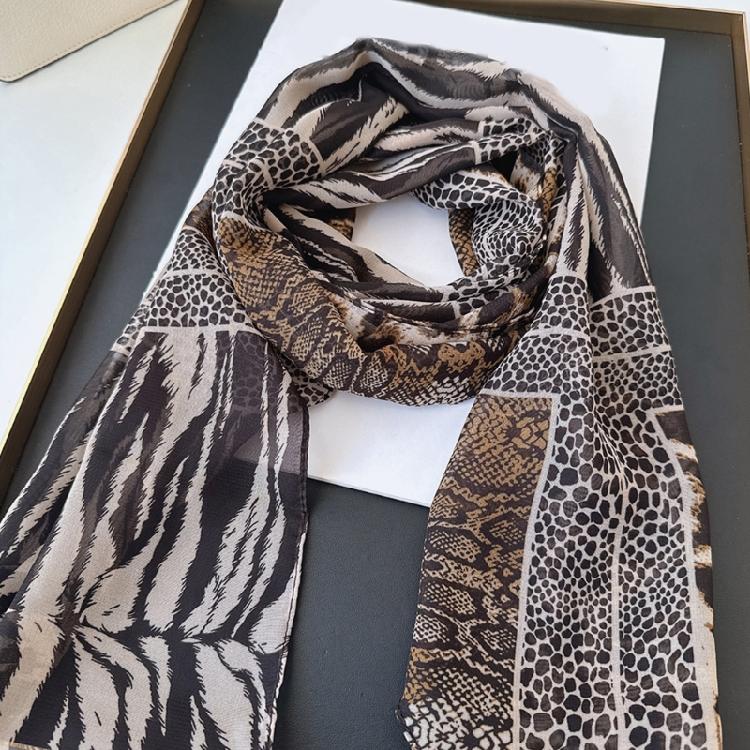 Elegant Snakeskin Pattern Neck Scarf for Ladies Thin Chiffon Neck Wrap Casual Daily Wear Scarf Scarves Neck Accessories