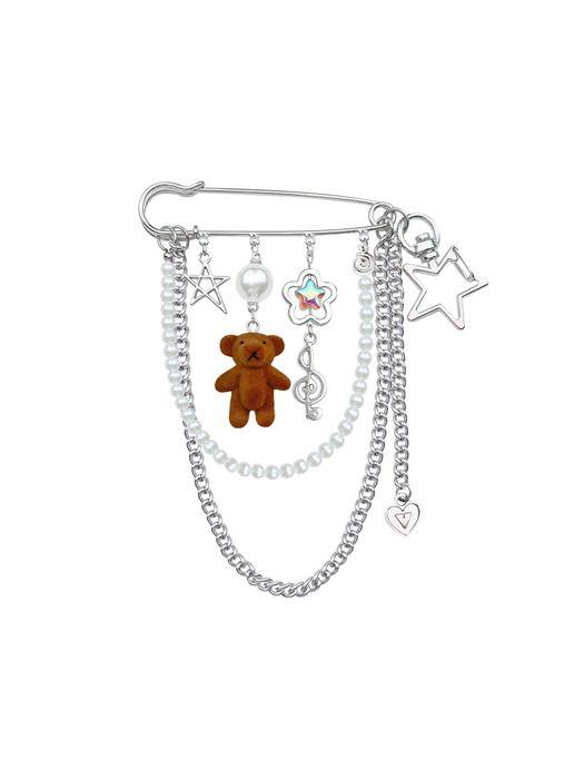 VVV Animal Pearl Chain Safety Pin Keyring