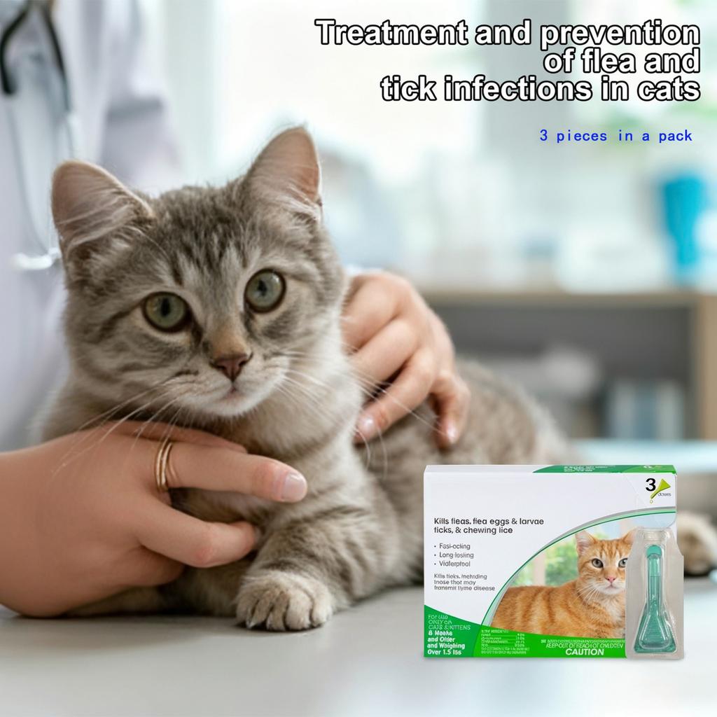 3-pack Total 1.5ml Topical Antiparasitic Medication For Treating And Preventing Flea And Tick Infections In Cats