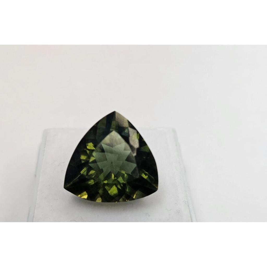 Fabulous Natural Green Moldavite 11-12 Ct Trillion Cut Certified Loose Gemstone