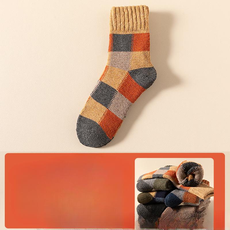 5 Pairs of Men's Autumn and Winter Thick and Velvet Warm Wool Ring Wool Tube Socks