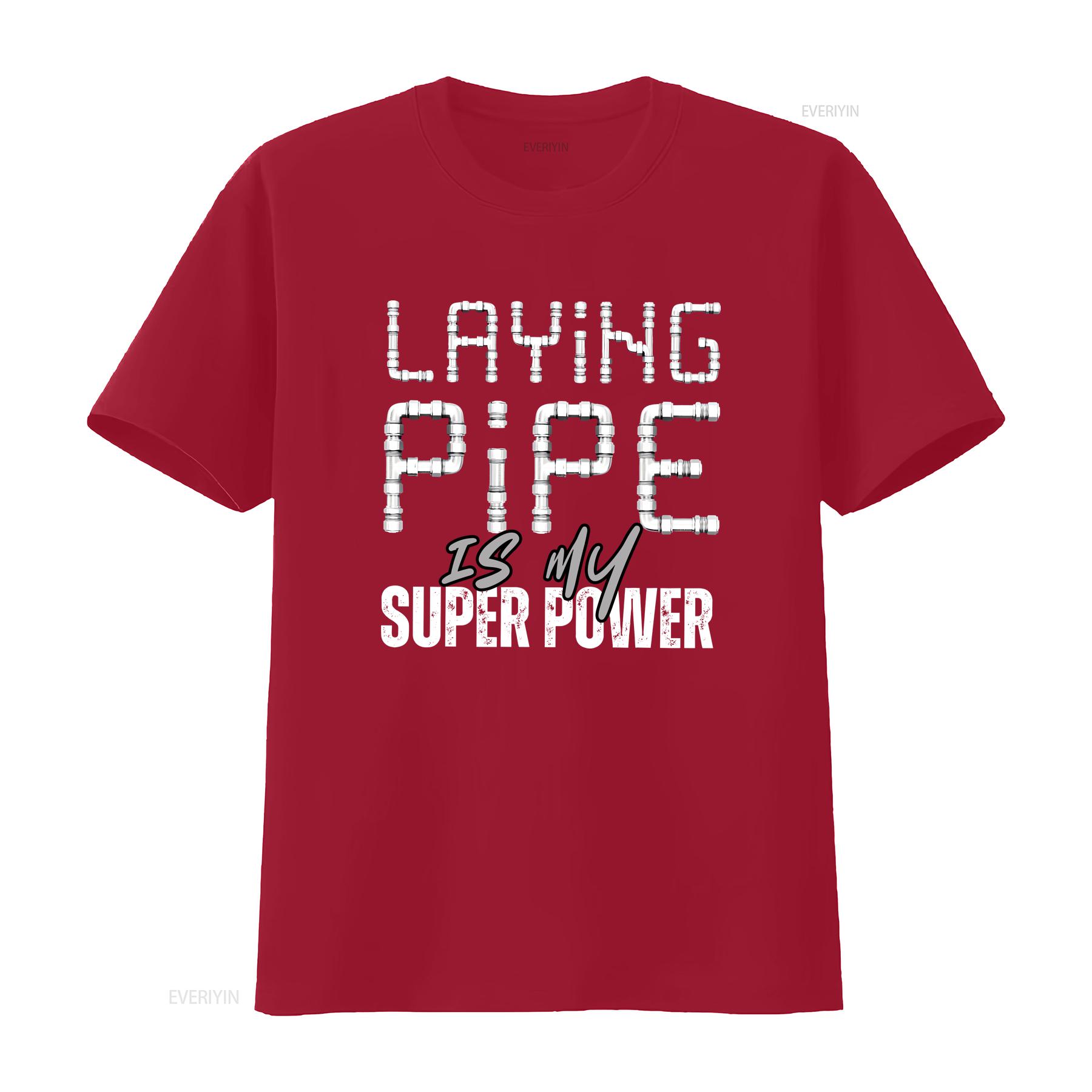 

Funny Plumber T Shirt for Plumbers Pipefitters Plumbing Husband Laying Pipe is My Superpower vintage Washed homme streetwear S