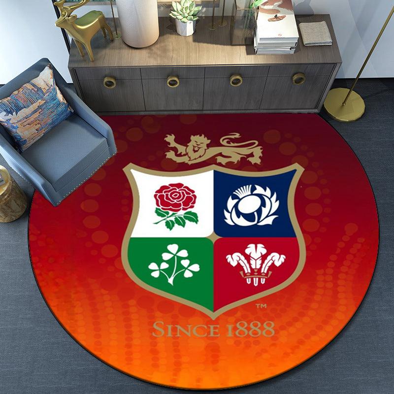 British & Irish Lions Round Rug for Livingroom,Bedroom, Palyroom, Chair Rug, Area Rug, Circle Carpet, Fan Christmas Gift