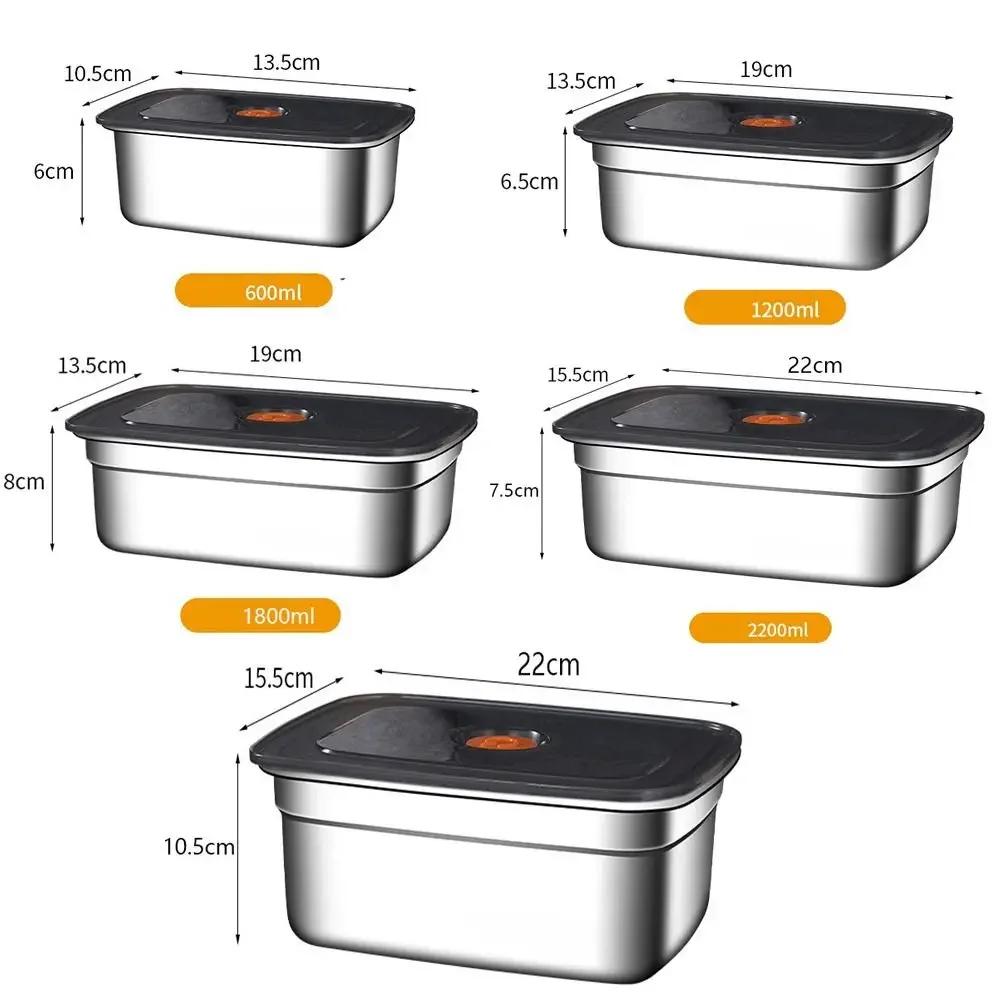 Stainless Steel Camping Lunch Box Sealed Microwave Suitable Leak-proof Large Capacity Refrigerator Freezer Storage Box