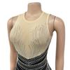 European and American Fashion Women's Sleeveless Rhinestone Round Neck Long Dress