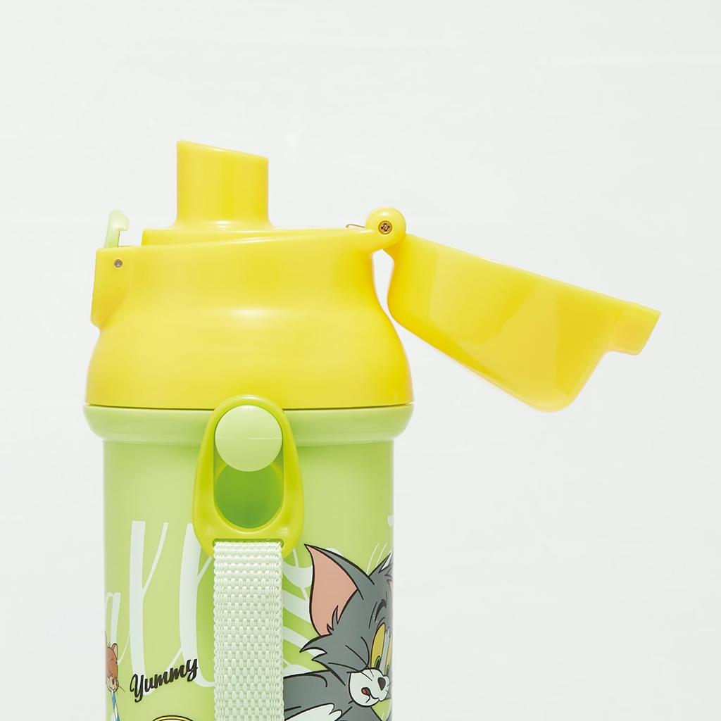 Skater Wasserflasche aus Kunststoff, 480 ml, mit einem Druck, antibakteriell, kinderfreundlich, leicht, antibakterielle Behandlung, hergestellt in Japan, Tom und Jerry EAT