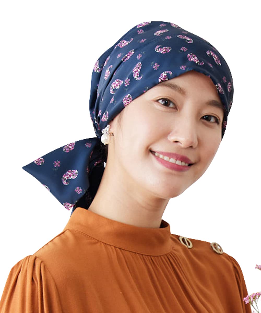 

MY Medical Care Treatment Petit Paisley [KISS LIFE] Hat, Hat, Women s, Anti-cancer Turban, (Pearl Navy) (kml100134b)