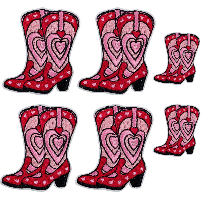10PCS/lots Pink Western Cowboy Embroidered DIY Iron On Patches For Hats Jackets Jeans Sew Badges Pink Cartoon Embroidery Patch