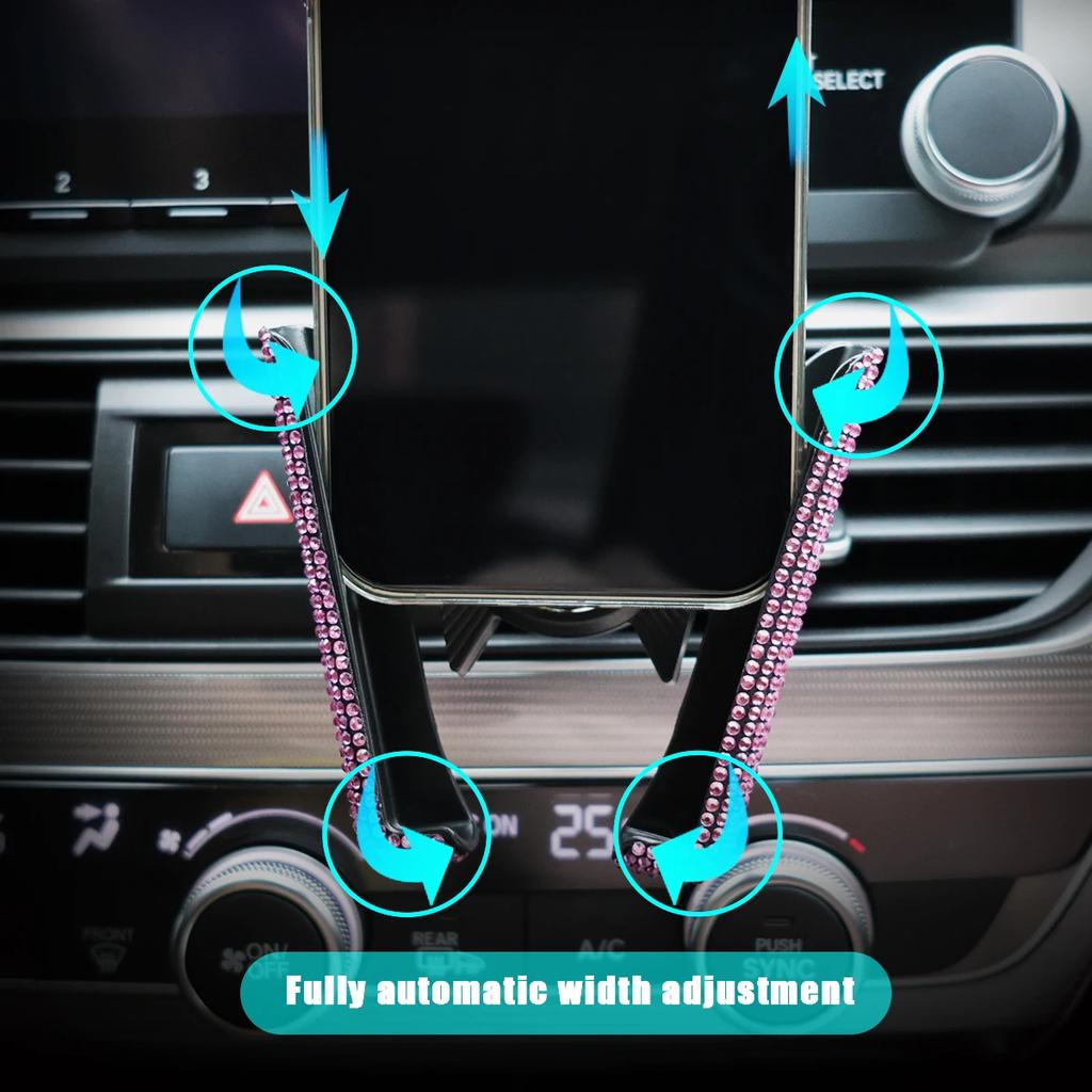 1 Stück Neuer Glitzernder Imitationsdiamant Auto Handyhalter Stilvoll & Niedlich Dual-Funktions Lüftungsschlitzhalterung 360° Drehbarer Autoständer für Dam