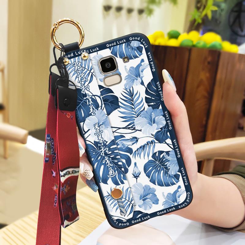 Wrist Strap Chinese Style Phone Case For Samsung Galaxy J6 2018/SM-J600F Anti-dust Kickstand Shockproof Fashion Durable