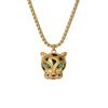Collana con Ciondolo Testa di Leopardo in Acciaio Inossidabile e Oro 18K - Catena per Clavicola in Acciaio Titanio Versatile di Lusso Leggero