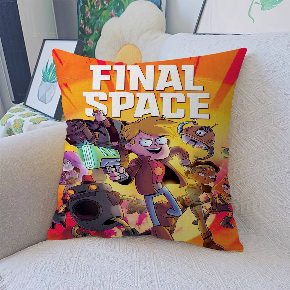 F-Final Space Cartoon Pillow Covers Cartoon Sofa Decorative Home Double-sided Printing Short Plush Cute Cushion Cover