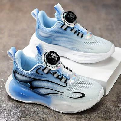 Boys' Shoes 2025 Spring New Primary School Children's Leather Surface Waterproof Soft Sole Non-slip Explosive Sports Running Shoes