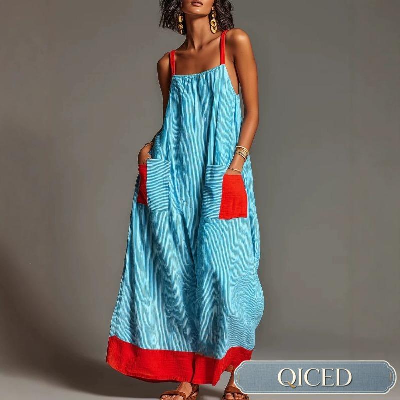 QICED Women's Fashion Suspenders Sleeveless Summer Spring Solid Color Print Casual Dresses Casual Chic