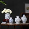 High-End Blue & White Porcelain Vase - Elegant Ceramic Decor for Entryway & Living Room