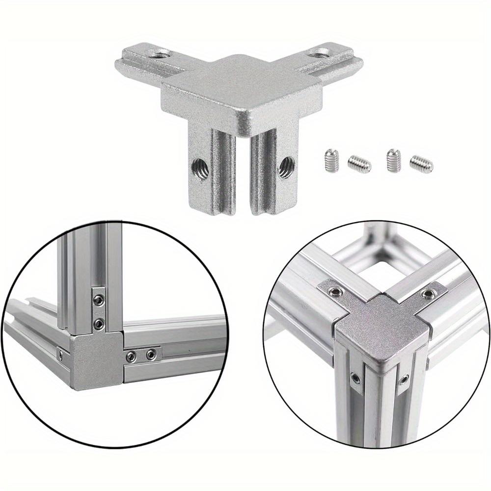 6pcs Black 2020 Series 3-Way End Corner Bracket Connector with Screws for Slot 6mm 20S Aluminum Rail Accessories, Silver