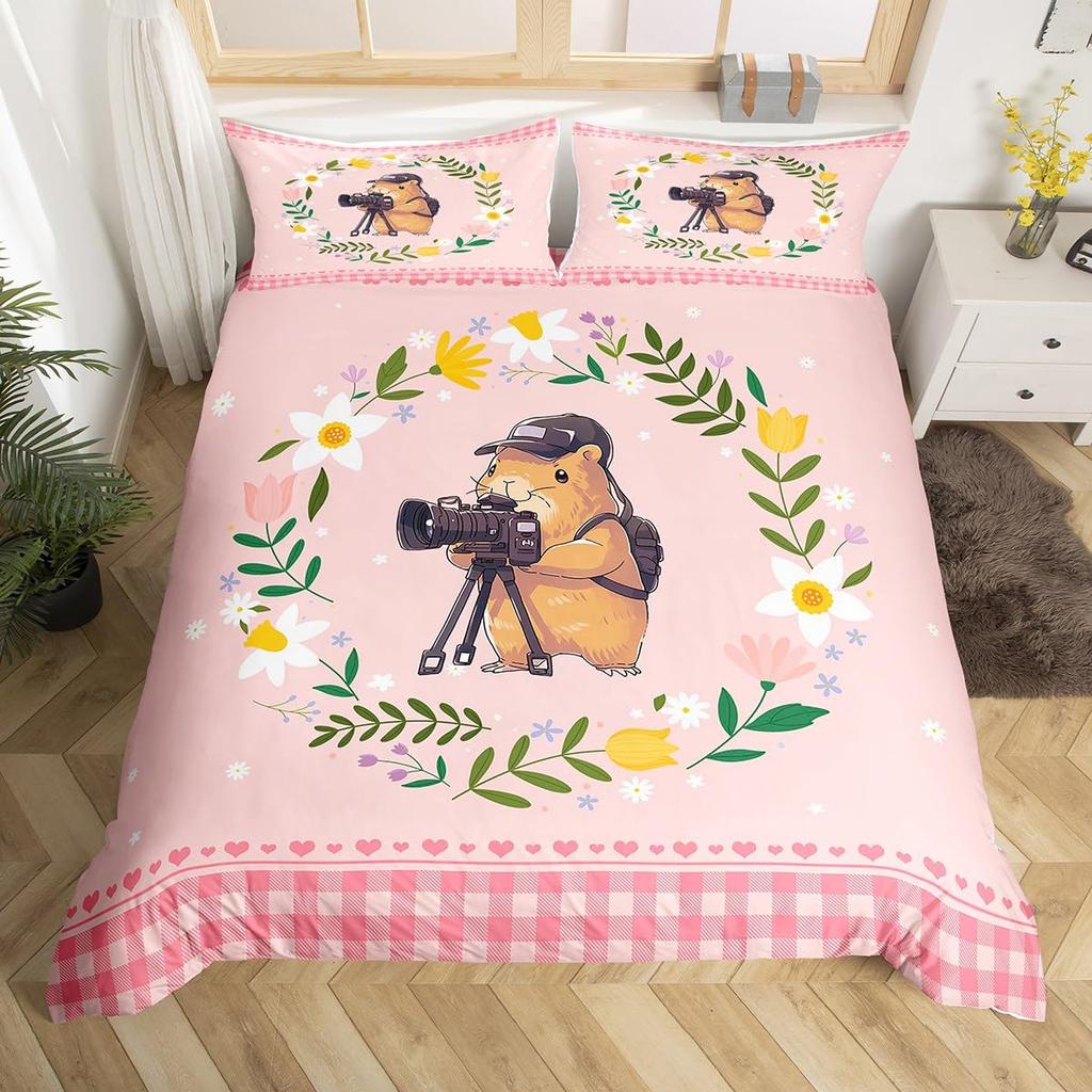 Camera Duvet Cover Set for Kids Teens Queen Lightweight Down Quilt Covers Bedroom Decor 2 Pillowcases 1 Duvet Cover No Comforter