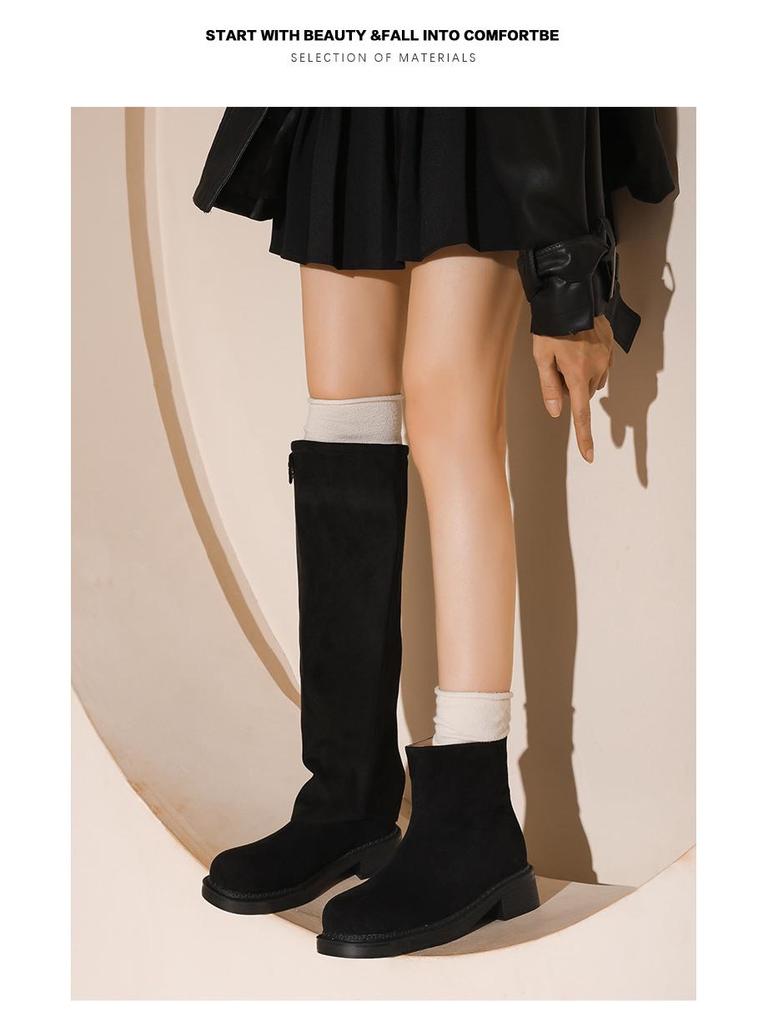 Nagy Méretű Női Térdig Érő, Levehető Talpú Lovas Csizma – Széles Bőség Ősz/Tél