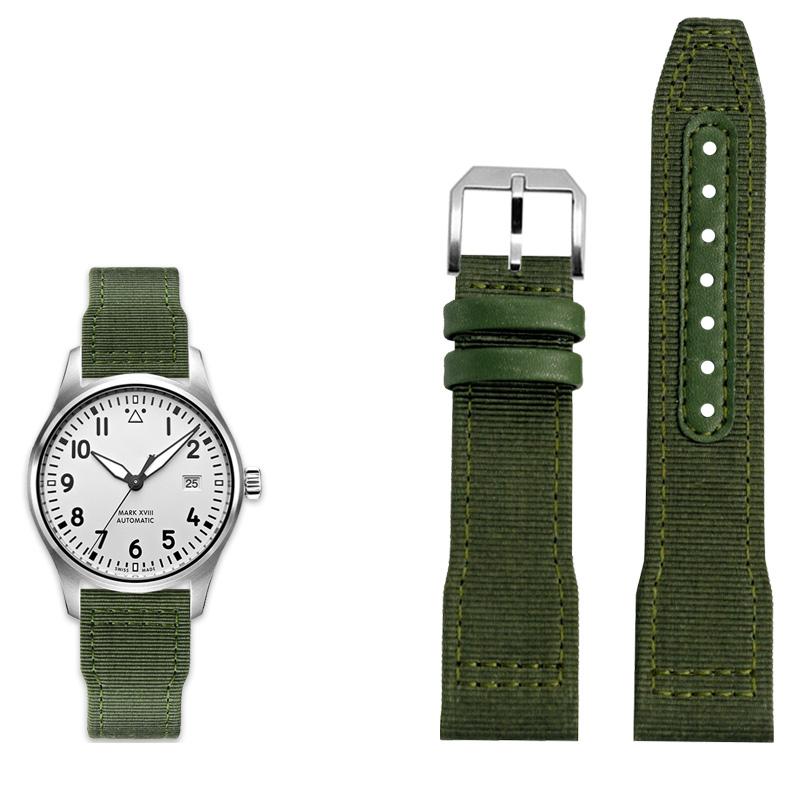 

Класичний 20/21/22 мм високоякісний ремінець для годинника з нейлонової телячої шкіри підходить для IWC Pilot SPITFIRE MARK18 Portofino TOP GUN IW389101Ремінець для годинника 21mm