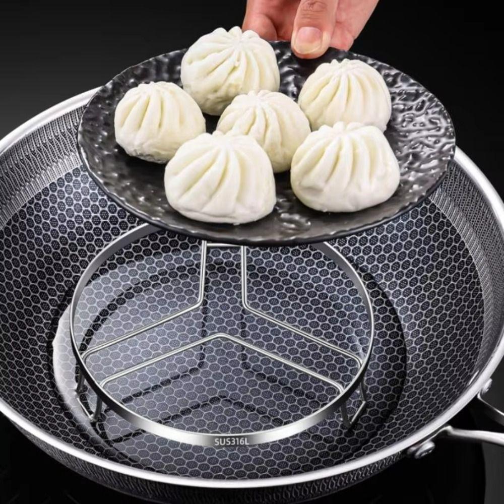 New Stainless Steel Steamer Rack Thickened Stackable Pot Rack Non-Slip Insulated Tripod Kitchen Cookware Stove Storage Rack