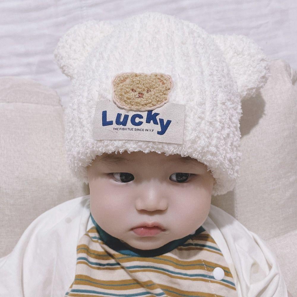 Medvědí Dětská Háčkovaná Čepice Jednobarevná Dětská Čepice na Ochranu Uší Podzimní Dětská Čepice se Šálou Venkovní