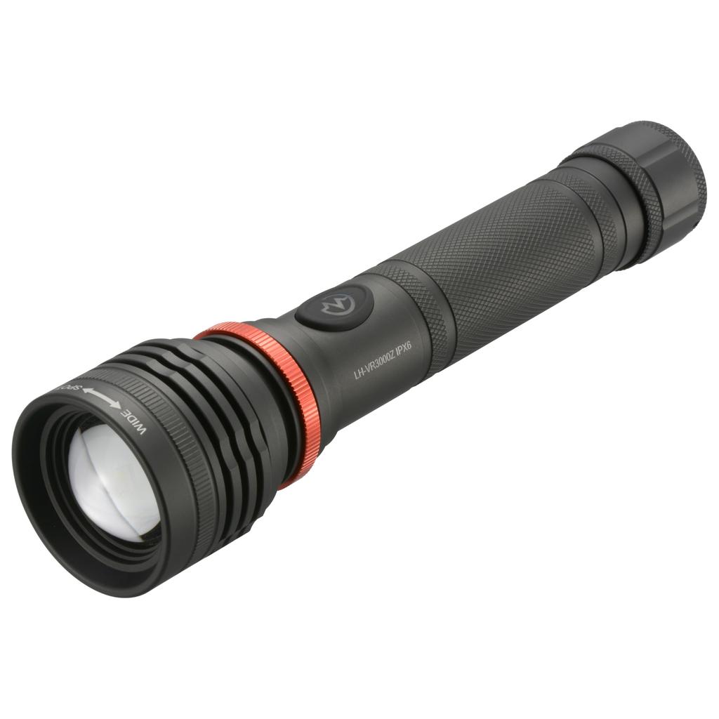 OHM Rechargeable LED 3000 Lumens OHM Electric Flashlight, LH-VR3000Z-K 08-1068