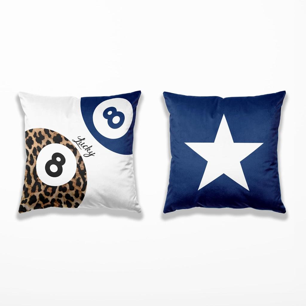 Preppy Star Lucky 8 Ball Cheetah Leopard Print Room Decor Pillow Cover 18x18 Set of 2,Leopard Gifts for Women,Cheetah Print Gifts,Coquette Pillow