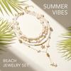 4Pcs/Set Vacation Shell Starfish Seed Bead Long Necklace Summer Beach Ocean Theme Boho Layered Jewelry For Women