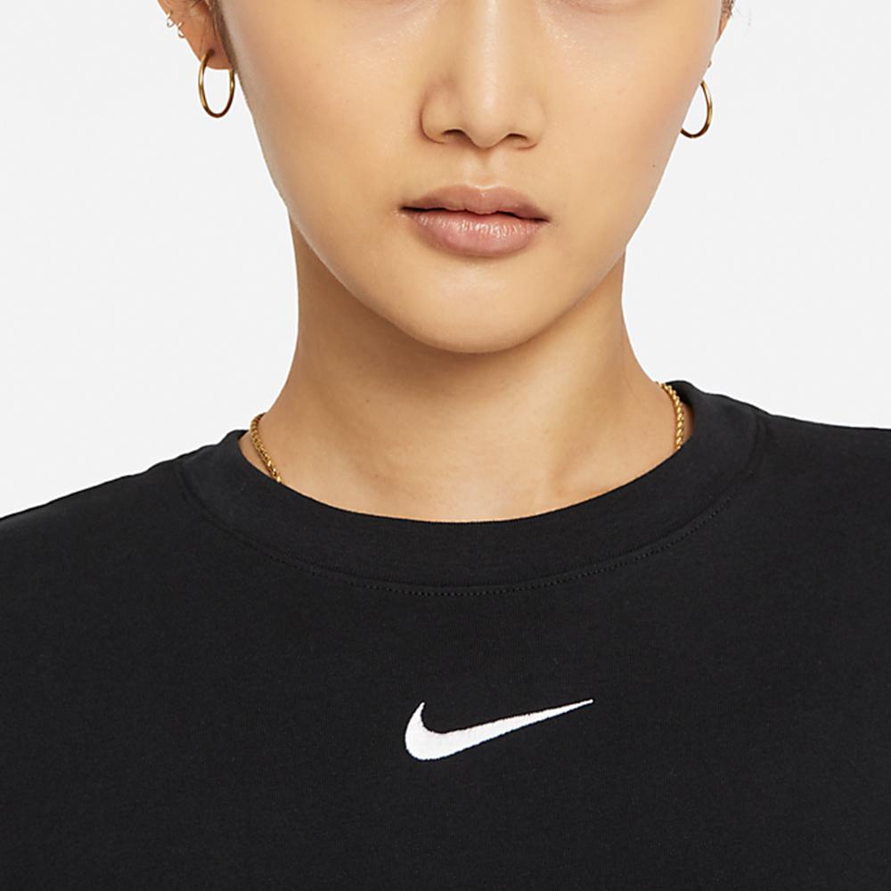 Nike Sportswear Icon Clash Embroidered Small Logo Solid Color Slim Fit Sports Casual Round Neck Knit A-Line Short Sleeve Dress DD5045-010