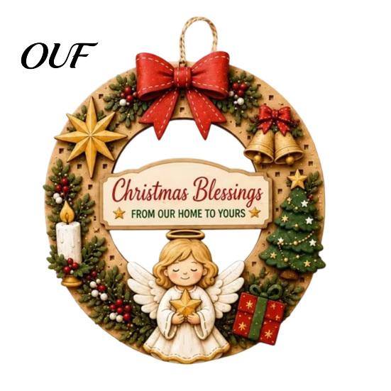 DIY Holiday Craft Decorations Interchangeable Wooden Christmas Wreath, 12 Pcs Front Door Plaque, Indoor Festive Atmosphere Decor Handmade Pattern