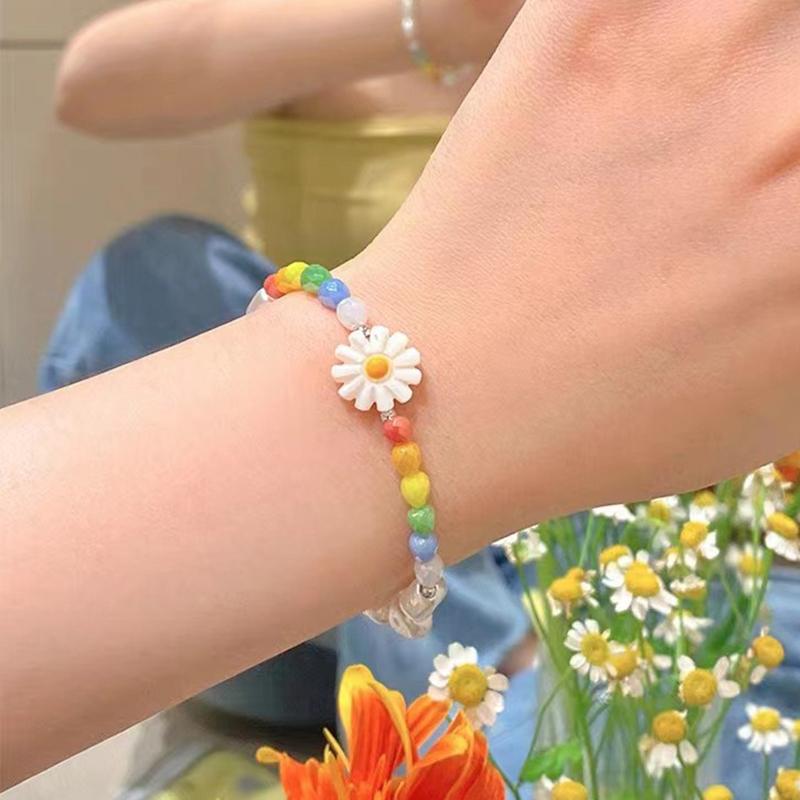 Dopamine Color Pearl Flower Necklace Women'S Summer Light Luxury Clavicle Chain Temperament Design Necklace