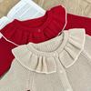 Baumwoll-Langarm-Strampler für Babymädchen mit Rüschenkragen für Frühling/Herbst