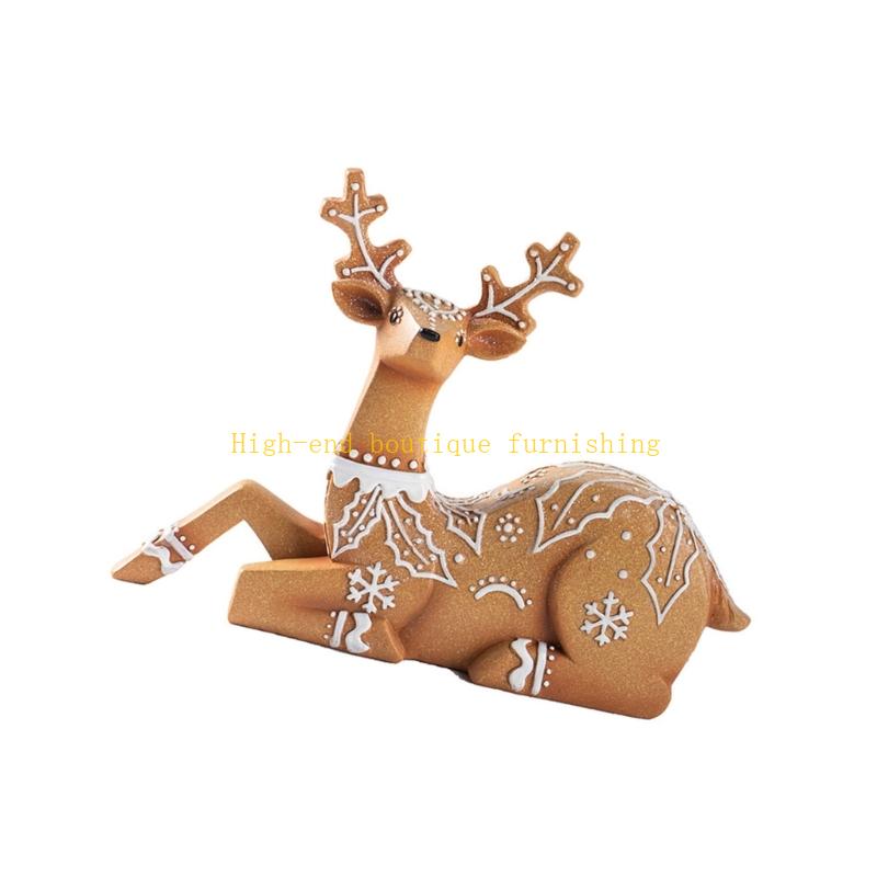  Christmas Reindeer Resin Ornament Weather Resistant Indoor Outdoor Festival Display Deer Statue Decoration