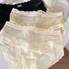 Mid Waist Underwear for Women Bow Mesh Briefs Summer Lace Seamless Panties  Female