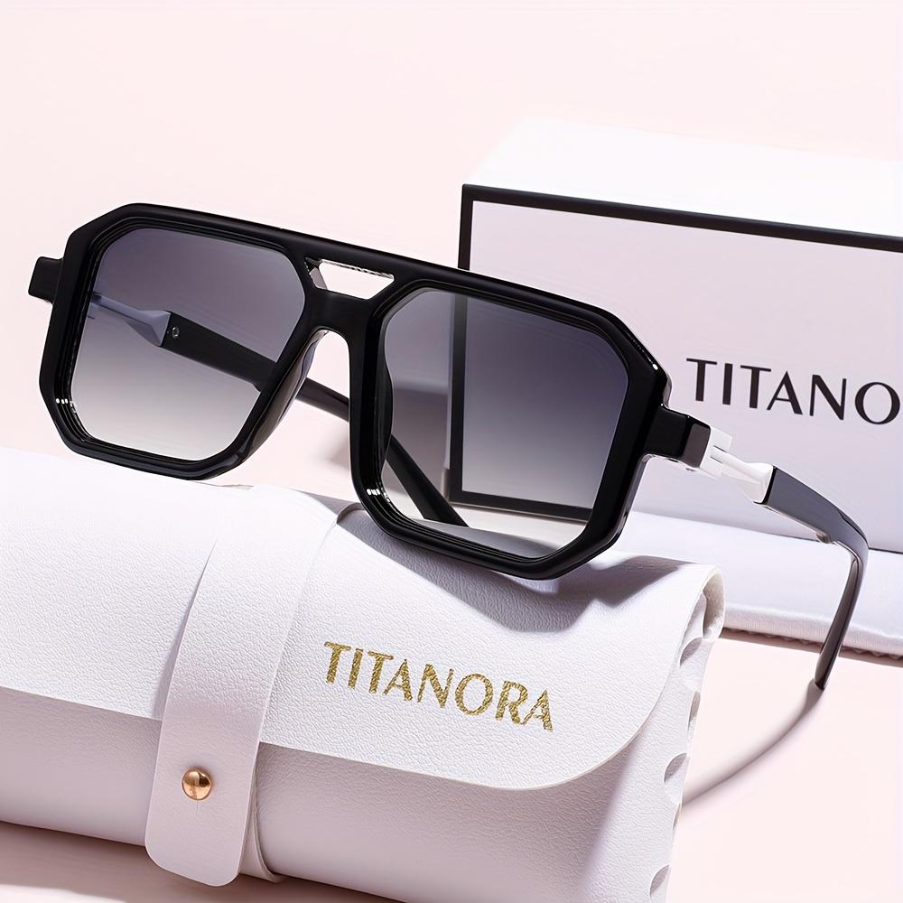 Retro Square Frame Sunglasses for Men and Women, Vintage Double Bridge UV400 Protection Shades, Fashion Street Wear Sun Glasses