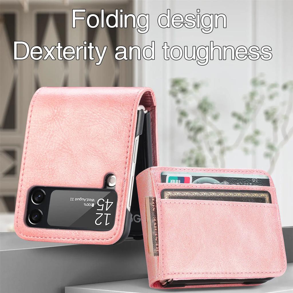Full Coverage Leather Wallet Case for Samsung Galaxy Z Flip 6 5 4 3 5G Flip3 Non-Slip Cards Pocket Folding Phone Bag Book Cover
