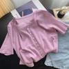 Ice Silk Knitted Sweater Short-sleeved Cardigan Women's Summer 1116 New Thin V-neck Temperament T-shirt Half-sleeved Bottoming Top Autumn