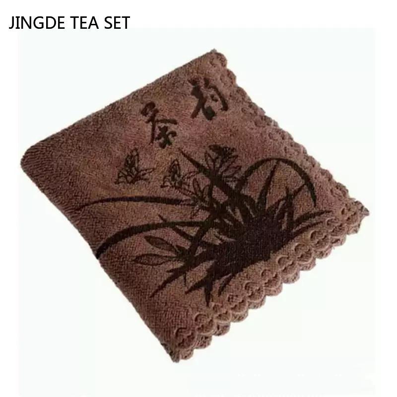 Bamboo Fiber Thickened Tea Towel Household Absorbent Printing Multi-layer Square Towel Table Mat Pad Coaster Tea Set Accessories