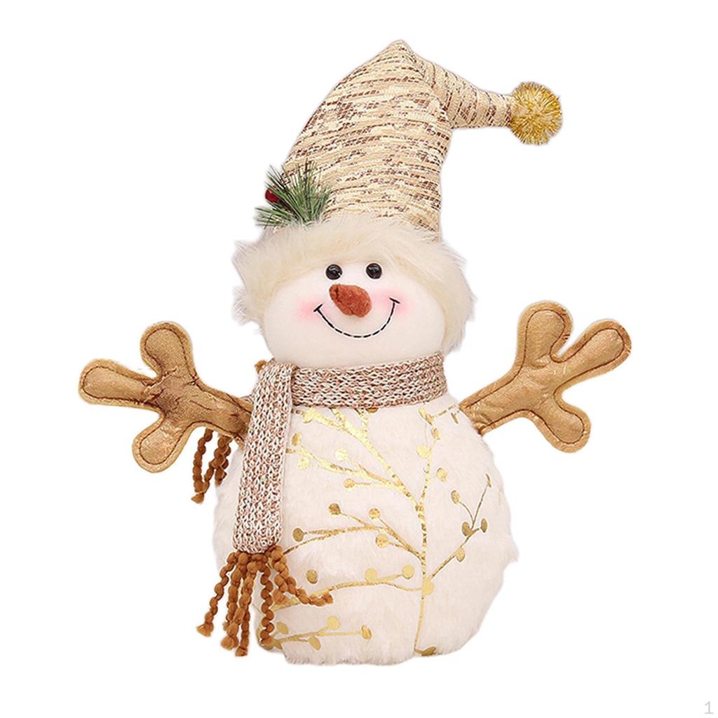 Christmas Snowman Doll Figure Ornaments Short Plush for Festival Hotel Tabletop Home Decoration