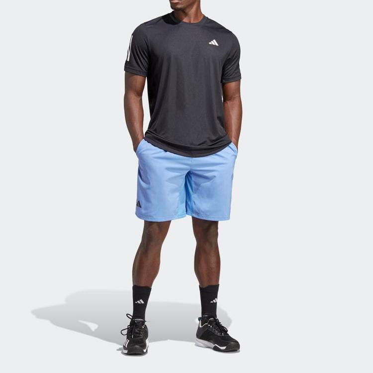 Adidas Solid Color Three Stripes Logo Print Tennis Crew Neck Short Sleeve T-Shirt Men Tops Black HS3262