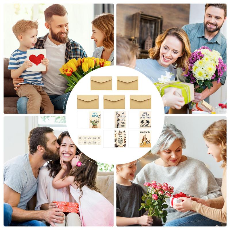 Funny Greeting Cards Cute Birthday Cards 5 Sets Cartoon Animals Humorous Blessings Postcards With 1 Sealing Sticker For Men