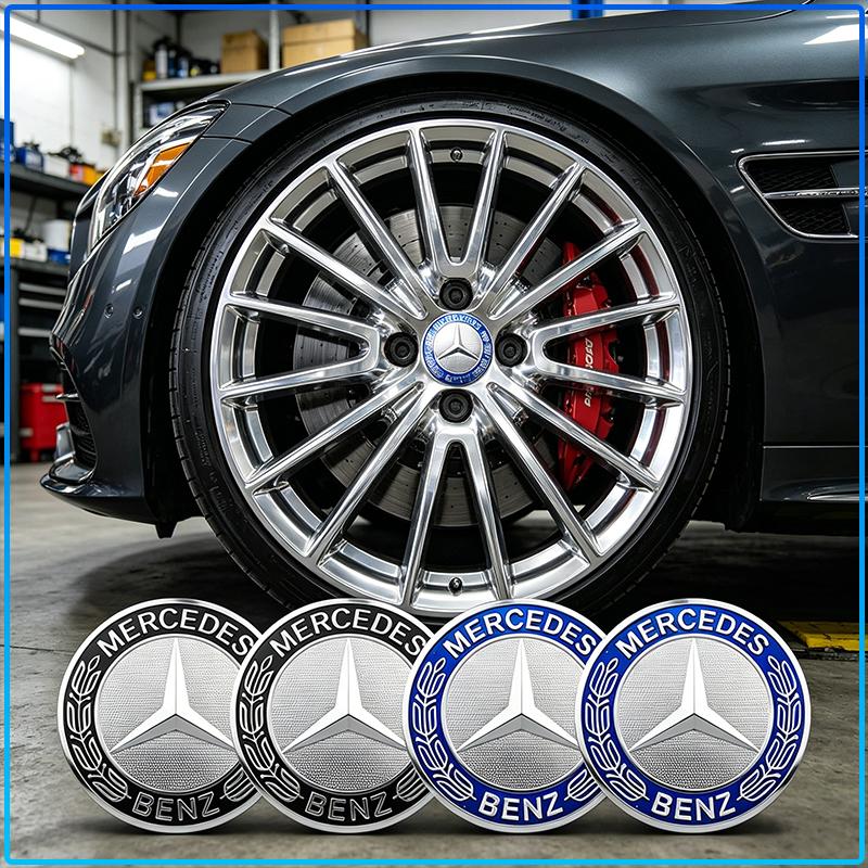 4 Stück 75MM Auto-Emblem Radnabenkappe Abdeckungen Auto-Felgenabdeckung für Mercedes benz AMG W204 W203 W212 W211 W124 W210 GLC GLE E CLA GLA W205