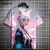 Men T-Shirt Japanese Manga Girl Style Print T-Shirt Fashion Breathable 3D Print