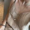 Minimalist Long Sweater Chain Geometric Shape Silver Bead Necklace  Gift