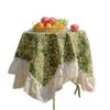 Table Cloth Jacquard Green Flower Camping Outdoor Tablecloth Lace Ruffle Edge Multi-purpose Cover Towel Bedside Table