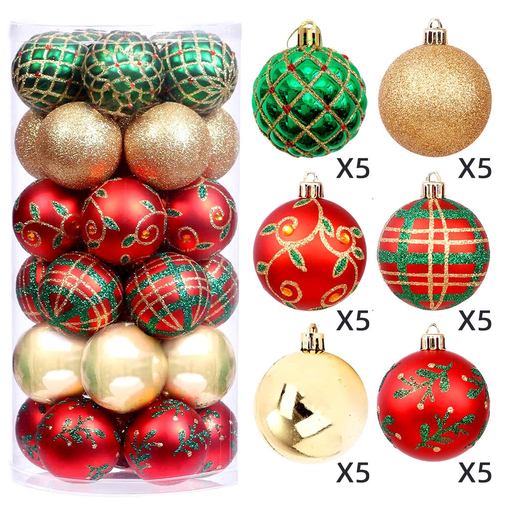 30Pcs Christmas Ball Christmas Tree Decor Ornaments 6cm Size Home Decor Xmas Hanging Tree Pendants New Year Ball Accessories