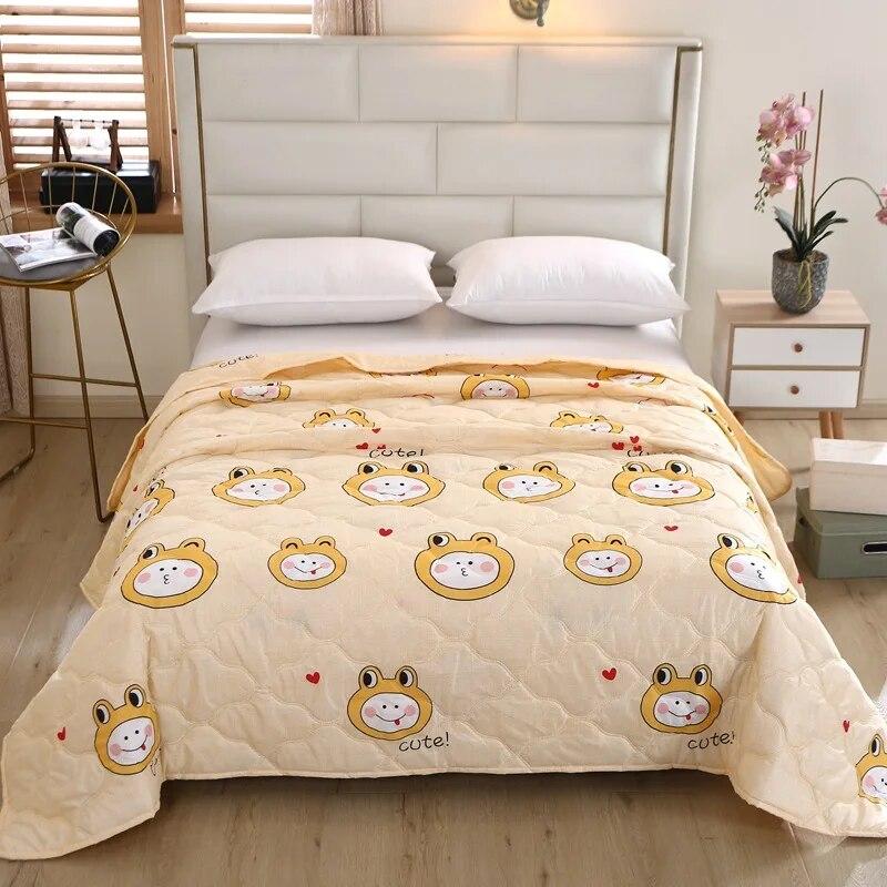 Quilt Comfortable Summer Sleep Brushed Printed Summer Cool Blanket Skin-friendly Air-conditioning Comforter Bedspread Bed Cover