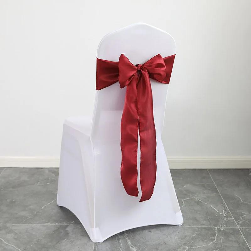 10/50pcs Satin Chair Sash Bows Chair Cover Ribbons For Wedding Banquet Party Baby Shower Event graduation ceremony Decoration